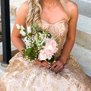 Gorgeous Pink and Gold Prom Dress